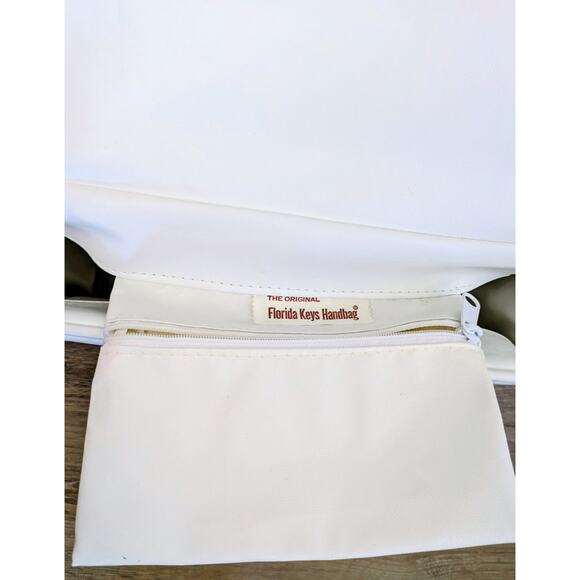 VTG 80s The Original Florida Keys White Pink Hibiscus Flower Shoulder Bag Purse - Picture 8 of 13